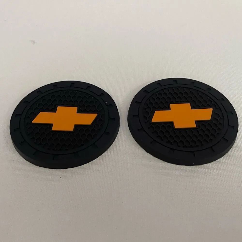 Chevrolet Car Cup Holder Coasters with Bow tie logo set of 2 NWT